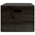Boîte en bois avec couvercle et poignées noir bois pin massif