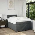 cadre de lit avec matelas gris foncé 120x190cm tissu
