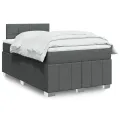 cadre de lit avec matelas gris foncé 120x190cm tissu