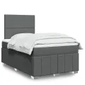 cadre de lit avec matelas gris foncé 120x190cm tissu