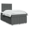 cadre de lit avec matelas gris foncé 120x190cm tissu