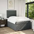 cadre de lit avec matelas gris foncé 120x190cm tissu