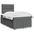 cadre de lit avec matelas gris foncé 120x190cm tissu