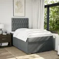 cadre de lit avec matelas gris foncé 120x190cm tissu