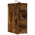 Armoire de salle de bain étroite avec roulettes chêne fumé