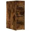 Armoire de salle de bain étroite avec roulettes chêne fumé