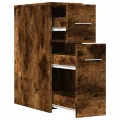 Armoire de salle de bain étroite avec roulettes chêne fumé