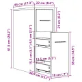 Armoire de salle de bain étroite avec roulettes chêne fumé