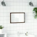 Miroir de salle de bain à LED chêne marron bois d'ingénierie