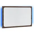 Miroir de salle de bain à LED chêne marron bois d'ingénierie