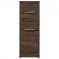 Armoire de salle de bain étroite avec roulettes chêne marron