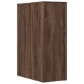 Armoire de salle de bain étroite avec roulettes chêne marron
