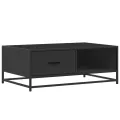 Table basse noir 90x57x35 cm bois d'ingénierie et métal