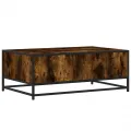 Table basse chêne fumé 90x57x35 cm bois d'ingénierie et métal
