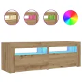 Tables de chevet 2 pcs avec LED chêne artisanal 60x35x40 cm