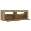 Tables de chevet 2 pcs avec LED chêne artisanal 60x35x40 cm