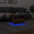 Table basse avec lumières LED vieux bois 50x49x40 cm