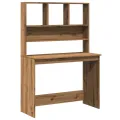 Bureau avec étagères chêne artisanal Bois d'ingénierie