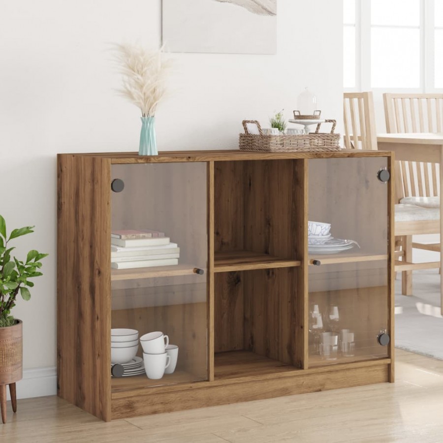 Buffet chêne artisanal 102x37x75,5 cm bois d'ingénierie