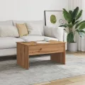 Table basse chêne artisanal 80x50,5x41,5 cm bois d'ingénierie
