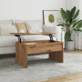 Table basse chêne artisanal 80x50,5x41,5 cm bois d'ingénierie