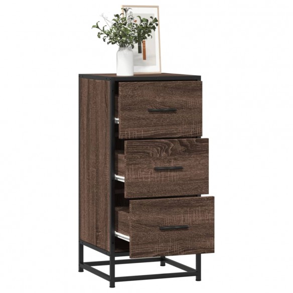 Buffet chêne marron 35,5x35x76 cm bois d'ingénierie et métal