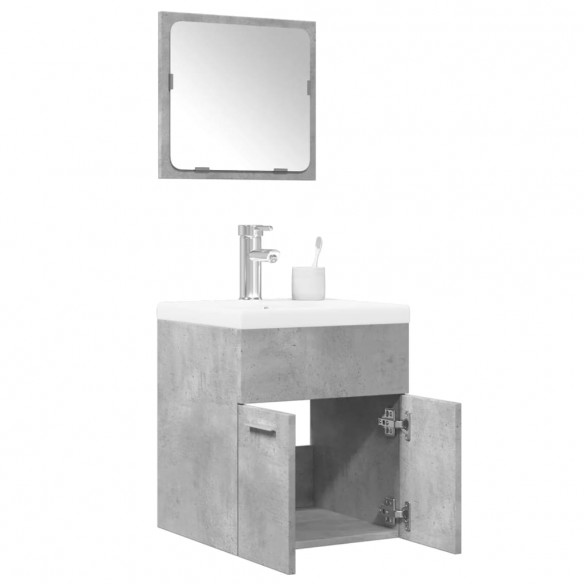 Ensemble de meubles de salle de bain 3 pcs gris béton