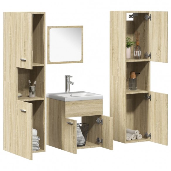 Ensemble de meubles de salle de bain 5 pcs chêne sonoma