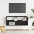 Meuble TV noir 100x31x39,5 cm bois d'ingénierie et métal