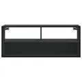 Meuble TV noir 100x31x39,5 cm bois d'ingénierie et métal