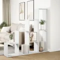 Étagère séparatrice de pièce à 4 niveaux blanc 143,5x29x143,5cm