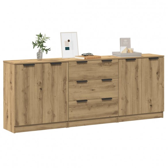 Buffets 3 pcs chêne artisanal 60x30x70 cm bois d'ingénierie