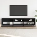 Meuble TV noir 180x40x46 cm bois d'ingénierie