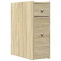 Armoire de salle de bain étroite avec roulettes chêne sonoma