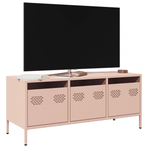 Meuble TV rose 101,5x39x43,5 cm acier laminé à froid