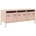 Meuble TV rose 101,5x39x43,5 cm acier laminé à froid
