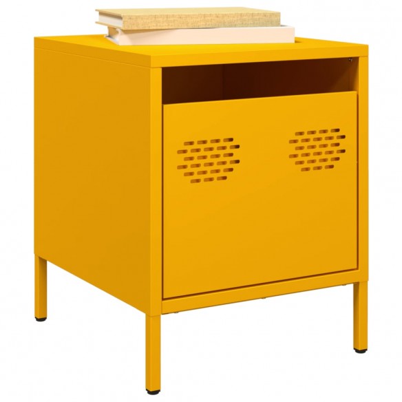 Table de chevet jaune moutarde 35x39x43,5 cm acier