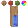 Meuble TV avec lumières LED chêne artisanal 30,5x30x102 cm