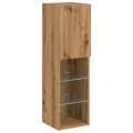 Meuble TV avec lumières LED chêne artisanal 30,5x30x102 cm