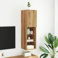 Meuble TV avec lumières LED chêne artisanal 30,5x30x102 cm
