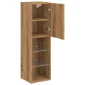 Meuble TV avec lumières LED chêne artisanal 30,5x30x102 cm