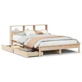 Lit bibliothèque sans matelas 120x200 cm bois de pin massif