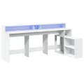 Bureau avec lumières LED blanc 200x104x91 cm bois d'ingénierie