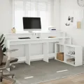 Bureau avec lumières LED blanc 200x104x91 cm bois d'ingénierie