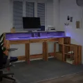 Bureau avec lumières LED chêne artisanal bois d'ingénierie