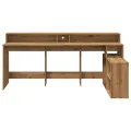 Bureau avec lumières LED chêne artisanal bois d'ingénierie