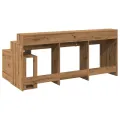 Bureau avec lumières LED chêne artisanal bois d'ingénierie