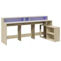 Bureau avec lumières LED chêne sonoma bois d'ingénierie