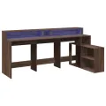 Bureau et lumières LED chêne marron bois d'ingénierie