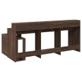 Bureau et lumières LED chêne marron bois d'ingénierie